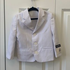 NWT 2t Boys Blazer White with Blue Pinstripe